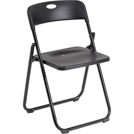 Baroni Home Folding Chair with PVC and Steel Frame, Space-Saving Folding Seat with Feet and Handle, Outdoor Chair, Kitchen, Living Room, Travel, 74x43x49 cm, 1 Piece, Black 1 Black