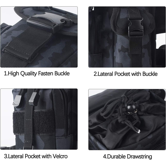 Тактична набедрена сумка Jueachy, водонепроникна, для мотоциклів, риболовлі, кемпінгу (чорний камуфляж)