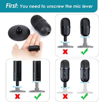 Тримач для мікрофона YOUSHARES Seiren V2 X: сумісний з Seiren Mini, V3 Mini/Chroma, Razer Seiren V2 X/Pro, Seiren X. Тримач з кабелями, стійка для стрімінгу та геймінгу