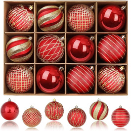Шарм-кулі для ялинки Shareconn, 80 мм, набір 12 шт. - безпечні, декоративні, червоно-золоті