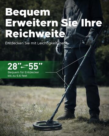 Металошукач Profi з водонепроникною котушкою 11'' DD, глибина виявлення 12''/30 см, висока чутливість до золота, 5 професійних режимів, Pinpoint для срібла