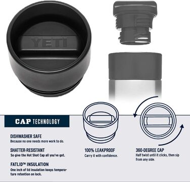 YETI Rambler Bottle with HotShot Lid, 18 oz (532 ml) (Black)