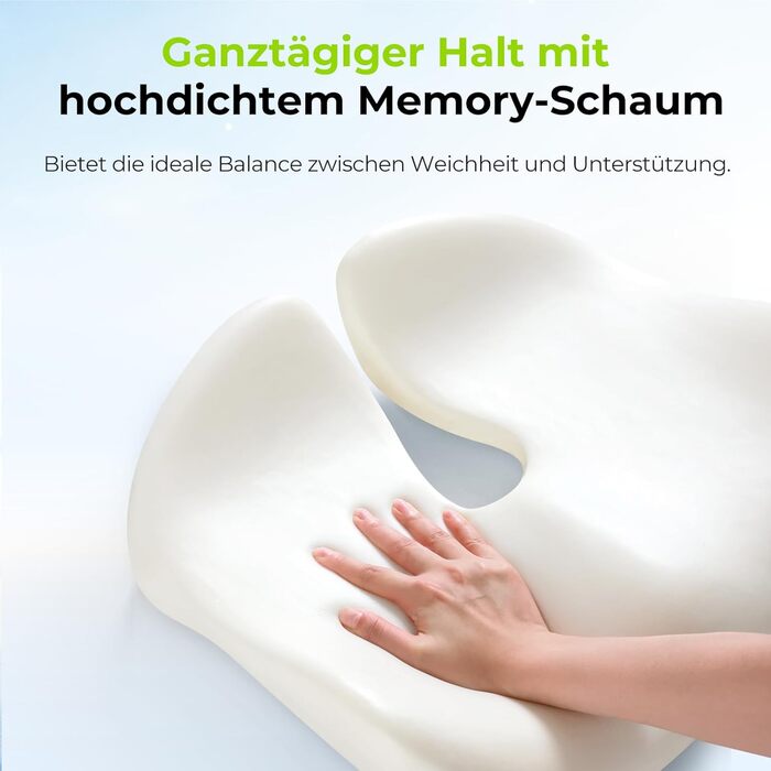 Ортопедична подушка для сидіння AUVON Kontur: для спини, куприка, ішіасу. Ергономічна подушка для офісу, авто, дому. З піною з пам'яті.