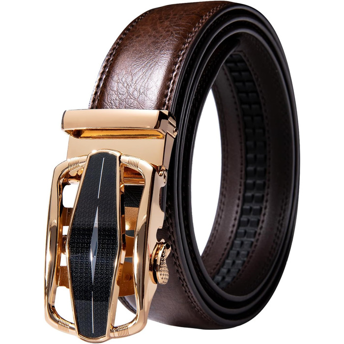 Чоловічий шкіряний ремінь Barry.Wang чорний з автоматичною пряжкою (3 шт), регульований бізнес-пояс, довжина 130 см, у подарунковій коробці