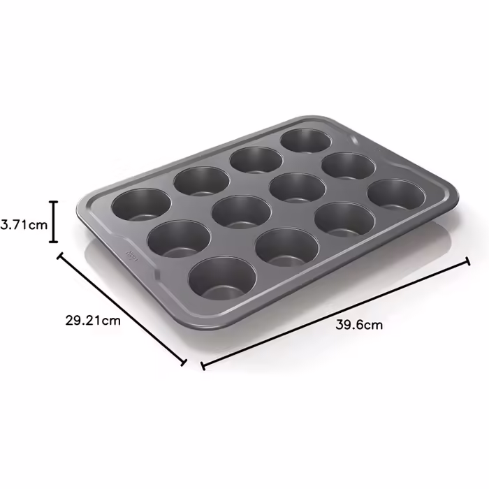Ninja Foodi ZEROSTICK 12-Cup Muffin Tin, Non-Stick Coated, Durable, Robust, Aluminum-Plated Steel, Gray, B30212EUUK