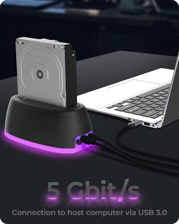 Док-станція ICY BOX для HDD/SSD USB 3.0 з RGB підсвічуванням, підтримка 2.5/3.5