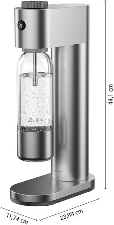 WMF Element One: Автоматичний содовий апарат з нержавіючої сталі, 3 рівні газування, лава (срібний) – для приготування газованої води вдома