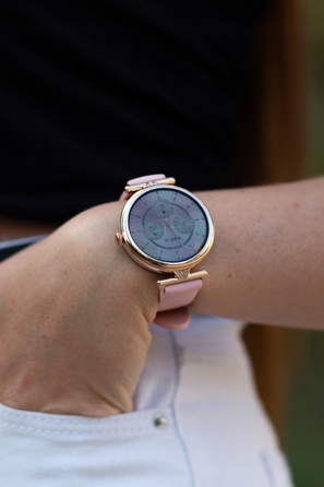 Смарт-годинник Emavo для жінок, AMOLED-дисплей, золотий колір (5 ремінців у комплекті)