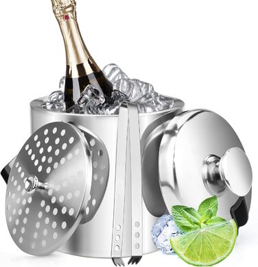 Нержавійна ваза для льоду з кришкою та лопаткою, 3.2L - Ідеально для напоїв та фруктів