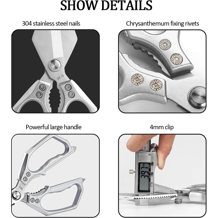 Ніж-ножиці кухонні зі сталі, універсальні, з відкривачем для пляшок, для курки, риби, м'яса, зелені, горіхів, миються в посудомийній машині