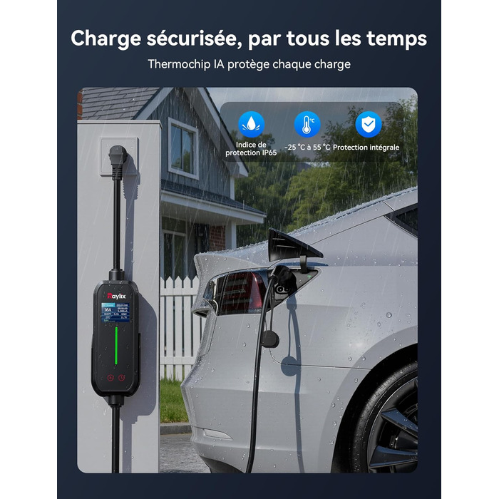 Raylix 2026 Neu 11kW Wallbox для електромобіля Typ 2 з кабелем 8-16A (3 фази), лічильником електроенергії, регулюванням струму та відтермінованим заряджанням + кабель CEE 16A - Typ 2 (5м)