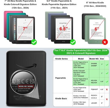 Чохол Fintie для Kindle Paperwhite 12-го покоління (2024/2025) та Kindle Colorsoft/Signature Edition, з підставкою, петлею та авто-сном, чорний