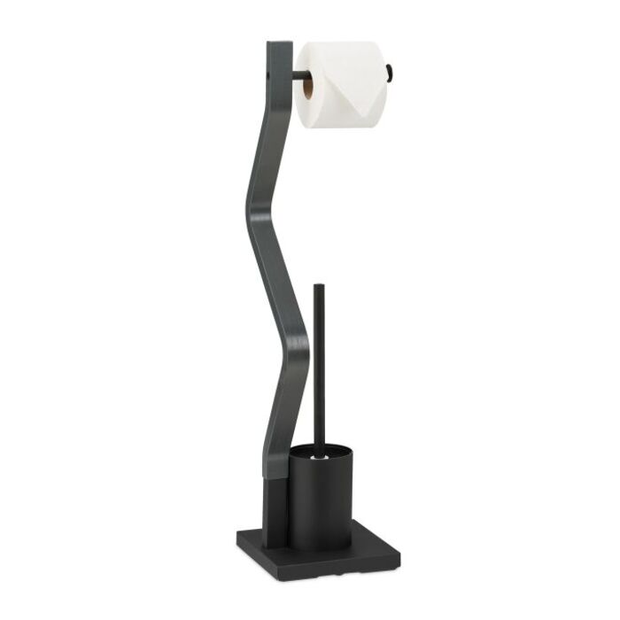 Relaxdays Toilet Set black/grey