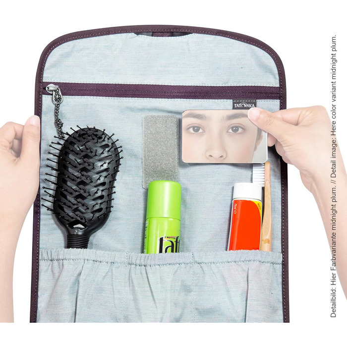 Дорожня косметичка Tatonka Small Travelcare — плоска сумка для гігієни з дзеркалом та відділеннями, Sage Green (15 x 27 x 4 см)