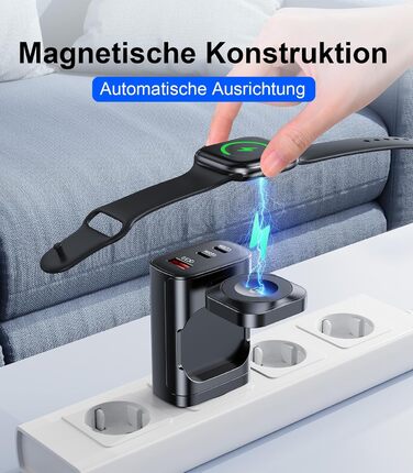 Зарядний пристрій 4-в-1 для Apple Watch та iPhone: 40W USB-C, швидка зарядка PD, сумісний з Apple Watch 10/9/8/7/6/Ultra/SE, iPhone 17/16/15 Pro Max, iPad, AirPods (білий)