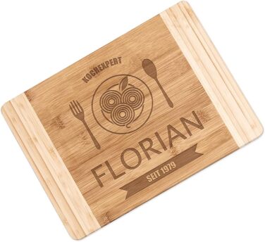 Maverton Bamboo Cutting Board with Engraving - Serving Board - Bread Board Solid - Size: 35x25 cm - Cutting Board for Men - Christmas Gifts - for Birthdays - for Christmas - Cooking Expert