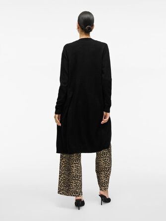 Жіночий кардиган Vila Viril Longline XXL чорний (Black) - в'язаний подовжений жакет