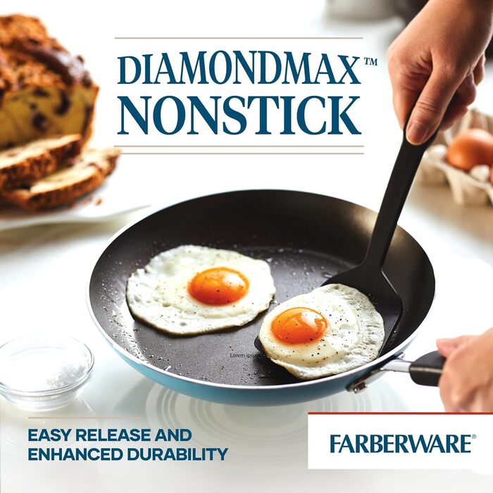 Набір кухонного посуду Farberware Cookstart DiamondMax: 15 предметів, антипригарне покриття, включає форми для випічки та кухонні аксесуари, миється в посудомийній машині