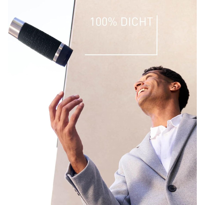 Термокружка Emsa N20220 Travel Mug Classic, 0.5 л, нержавіюча сталь, чорна, з кришкою Comfort-Verschluss, 6 год гаряча, 12 год холодна, 100% герметична, для подорожей