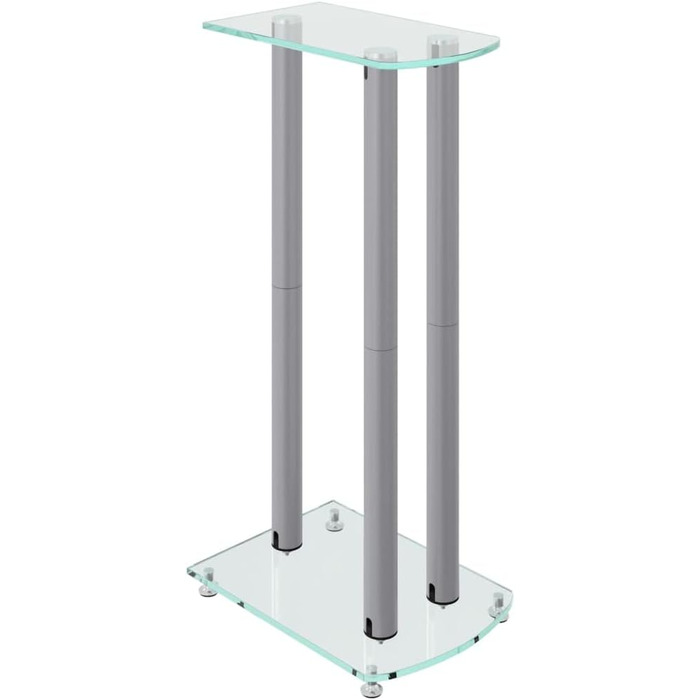 Підставка для динаміків vidaXL, 2 шт., чорно-срібна, з 3 колонами, з антиковзкими ніжками, з міцного загартованого скла