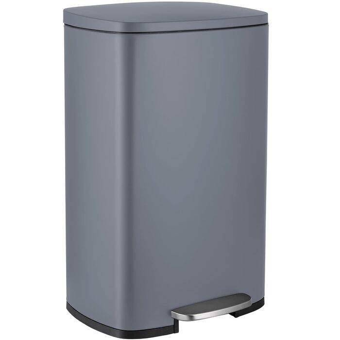 Відро для сміття LIFERUN 30л з кришкою, з м'яким закриттям, сталеве, з внутрішнім відром, для кухні, ванної кімнати, офісу (L-50L, сірий)