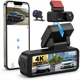 Відеореєстратор CAMECHO 4K Dual (передній + задній) з GPS, WiFi, ADAS, BSD, LCA, нічна зйомка, 150° кут огляду, IPS 3.16