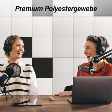 Акустичні панелі TONOR самоклеючі, 18 шт, квадратні 30x30x0,9 см, звукопоглинаючі плити зі щільного поліестеру для стін, стелі та дверей, білі
