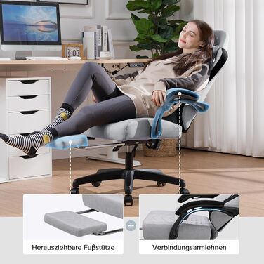 Ігровий крісло GTPLAYER з ергономічним дизайном, підлокітниками, що обертаються, та підніжкою (темно-сірий)