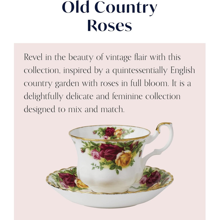 Чайник Royal Albert Old Country Roses 1,2 л, білий з кольоровим квітковим принтом (набір з чашкою та блюдцем)