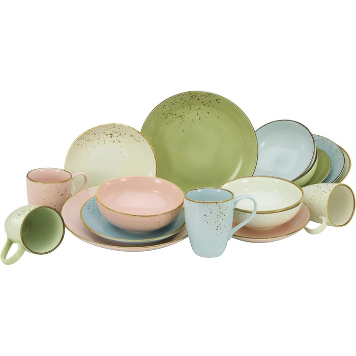 CreaTable Набір посуду 16 предметів, Серія Nature Collection, кераміка, для дому, безпечний у мікрохвильовці та посудомийній машині