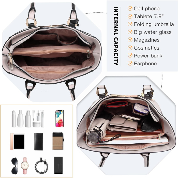 Сумка жіноча Lulu Daen середнього розміру з PU шкіри: сумка-шопер, сумка на плече для роботи, подорожей, бізнесу (Сіра)