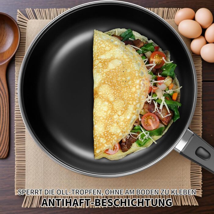 Набір сковорідок Pfannenset: 24см, 26см, 30см. 3 шт. Сковорода для омлетів, стійка до нагріву, без PFAS, для всіх типів плит, включаючи індукцію (SV2)