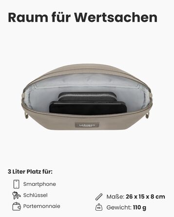 Поясна сумка LARKSON для жінок та чоловіків, м'ятного кольору - Finn. Ідеальна для спорту, активного відпочинку, міста, фестивалів. Стильна сумка через плече, водонепроникна (Gravel)