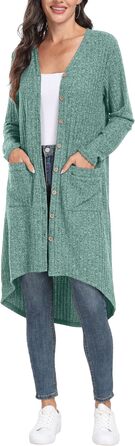 Жакети GRECEREE для жінок: кардиган з V-подібним вирізом, літній, з ґудзиками (XL, блакитний/зелений)