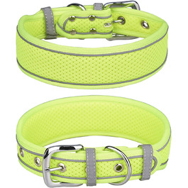 Великий нашийник для собак, сітчаста тканина, дихаючий, м'яко підшитий, світловідбиваючий, для середніх та великих собак (M, зелений) M Зелений