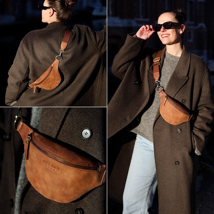 Чоловіча/жіноча сумка через плече Berliner Bags Preiu Bauchtasche - шкіряна поясна/crossbody сумка (Camel, M)