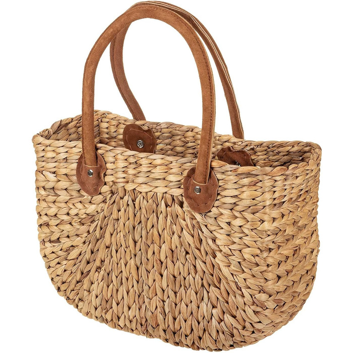 SIDCO Shopping Bag Shopper Basket Water Hyacinth Shopping Basket Straw Bag Natural