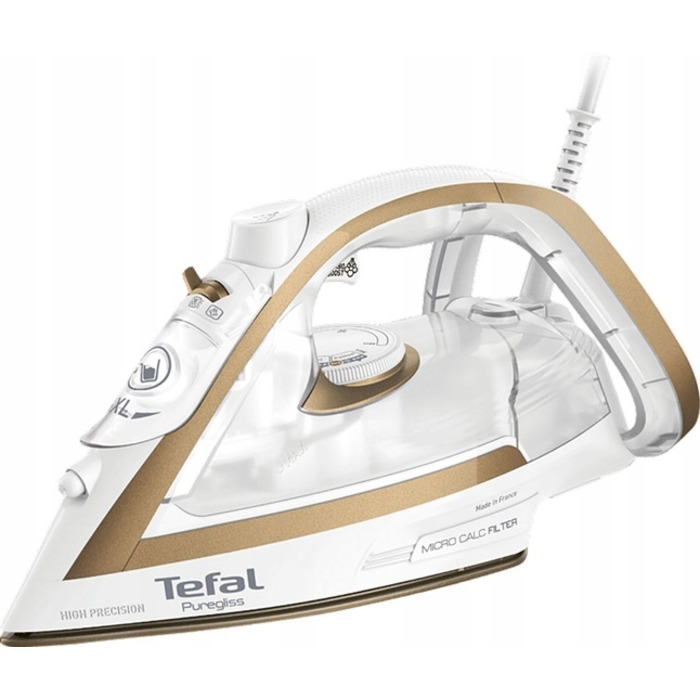 Праска Tefal Puregliss FV8042E0 біло-золотиста, Durilium AirGlide, 2900 Вт