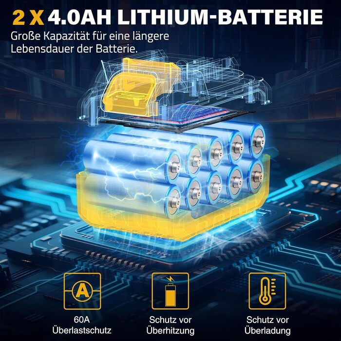 Акумуляторний дриль-шурупокрут SundpeyPRO 21V з ударною функцією, 120 Nm, 2 x 4000mAh, 20+3 ступені крутного моменту, 13 мм патрон, 2 швидкості, LED