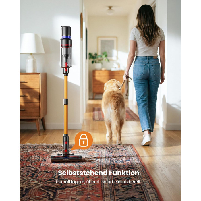 Бездротовий акумуляторний пилосос 600W з потужністю всмоктування 50KPA, 70 хвилин роботи, самостійна парковка, антизаплутана щітка та LED-дисплей, 8-ступенева фільтрація, кріплення на стіну, для шерсті тварин/килимів/твердих поверхонь/автомобіля (фіолетов