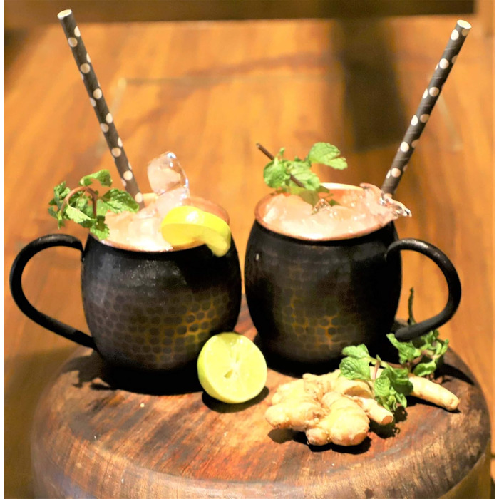 STAGLIFE Black Copper Mug Pure Copper Moscow Mule Mug 2-Piece Set for Men Moscow Mule Mug Copper Mug Moscow Mule Set Copper Mug Copper Cup Moscow Mule Mug Set