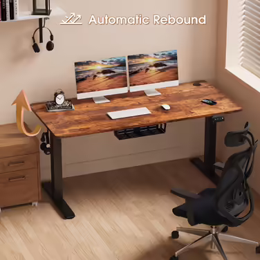 JUMMICO Height-Adjustable Desk 120x60cm, Standing Desk (71-119cm), Electric Height-Adjustable Desk with 2-Memory Control and Anti-Collision Function (Vintage Brown)