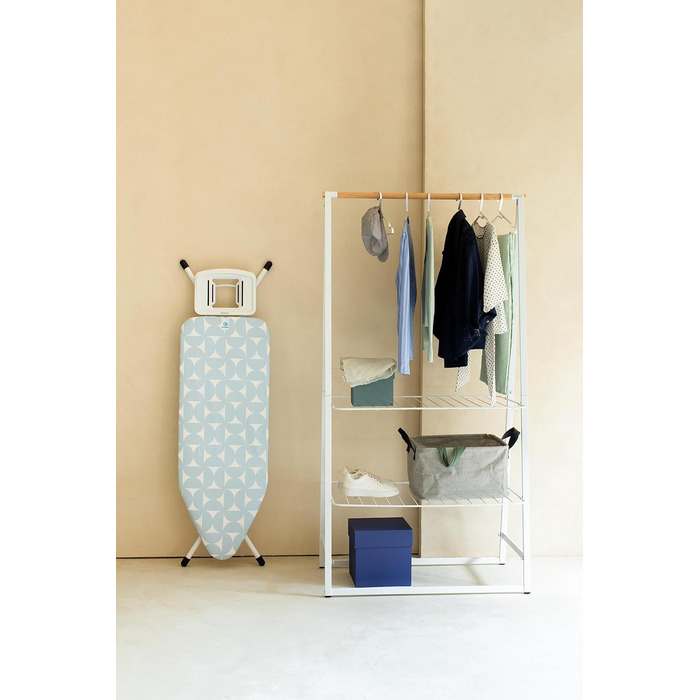 Дошка для прасування Brabantia C 124x45 см, для парових прасок, з бавовняним чохлом Fresh Breeze, регулювання висоти, стійкі ніжки, захист від дітей та для транспортування, велика, складна, металева підставка