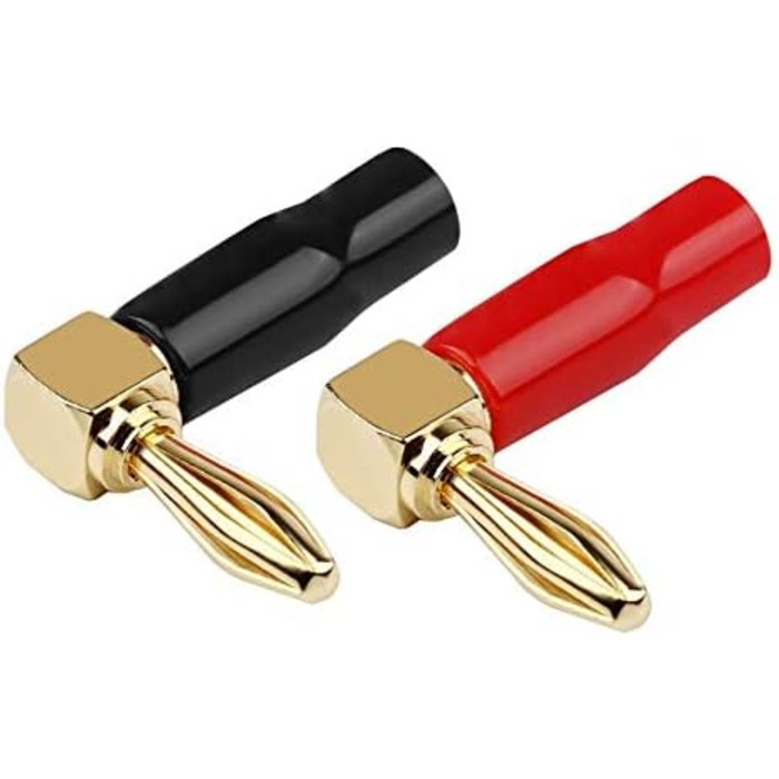 Goaycer: 12 шт. бананові конектори для акустичних кабелів, кутові, 24K позолота