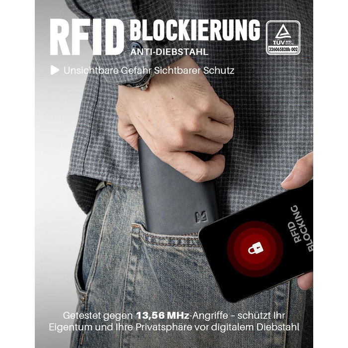 Чоловічий гаманець з RFID-захистом та відділенням для монет, смарт-гаманець з вікном для документів, шкіряний гаманець для карт (чорно-помаранчевий)