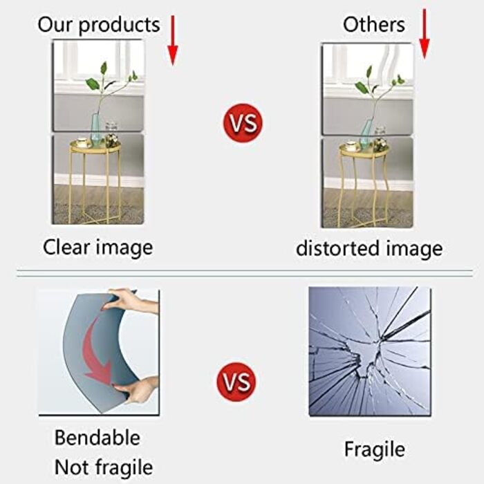 Акрилові дзеркала наклейки на стіну, 35 x 35 см, 4 шт., Плексиглас, Небитливі, Самоклеючі, для монтажу на стіну, Великі, для домашніх тренувань, фітнес-залу, оздоблення плитки