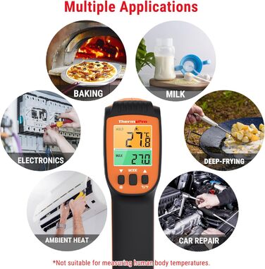Інфрачервоний термометр ThermoPro TP30 з лазерним цільцем -50°C ~ 550°C, вимірювання MAX/MIN/AVG, для вимірювання температури поверхонь (не для вимірювання температури тіла)