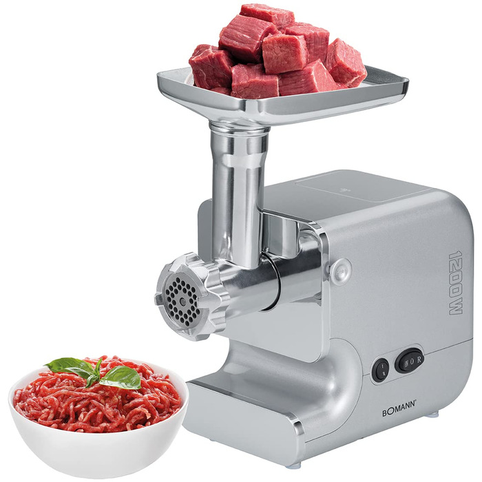 М'ясорубка електрична Bomann FW 6067 CB 1000 Вт з насадками для печива та ковбас, нержавіюча сталь
