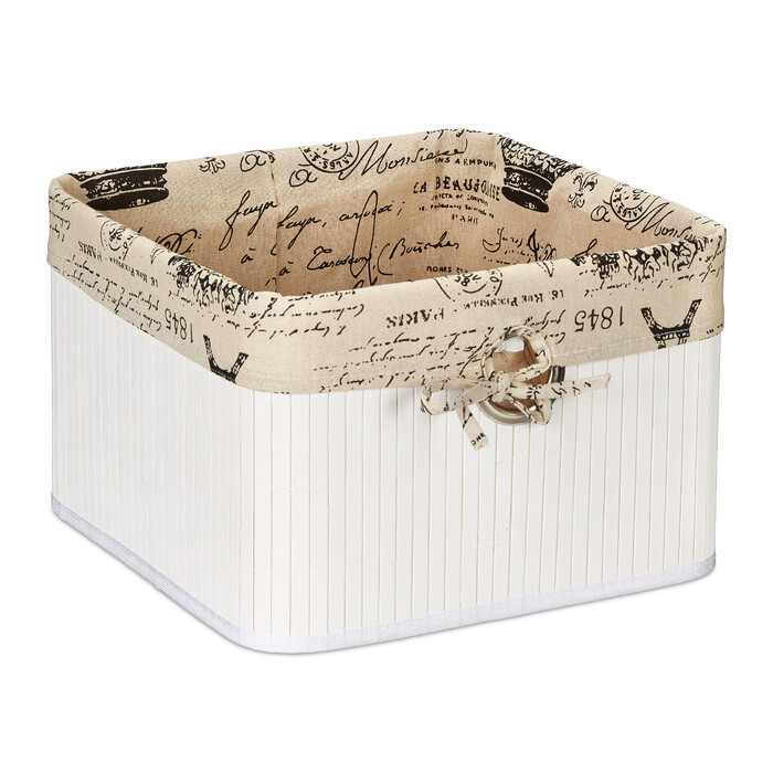 Relaxdays White Bamboo Storage Basket
