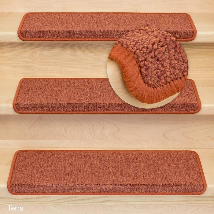 Ступінчасті килимки Metzker Monza прямокутної форми, набір 15 шт. - захист для сходів, килимок для сходів (Terra)